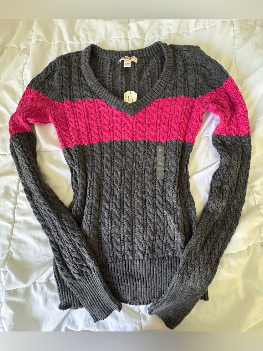 Y2K Arizona Jeans Pink and Gray Sweater